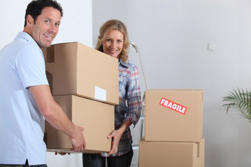 Packed student belongings ready for a local move in West Kensington